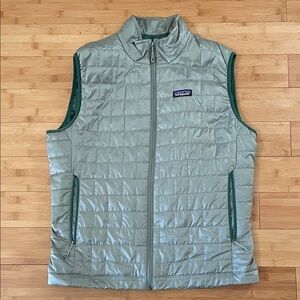 Patagonia Men's Light Gray/Green Nano Puff Vest